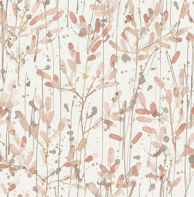 Leandra Coral Botanical Floral Trail Modern Non Woven Wallpaper - A-Street Prints 2975-26239