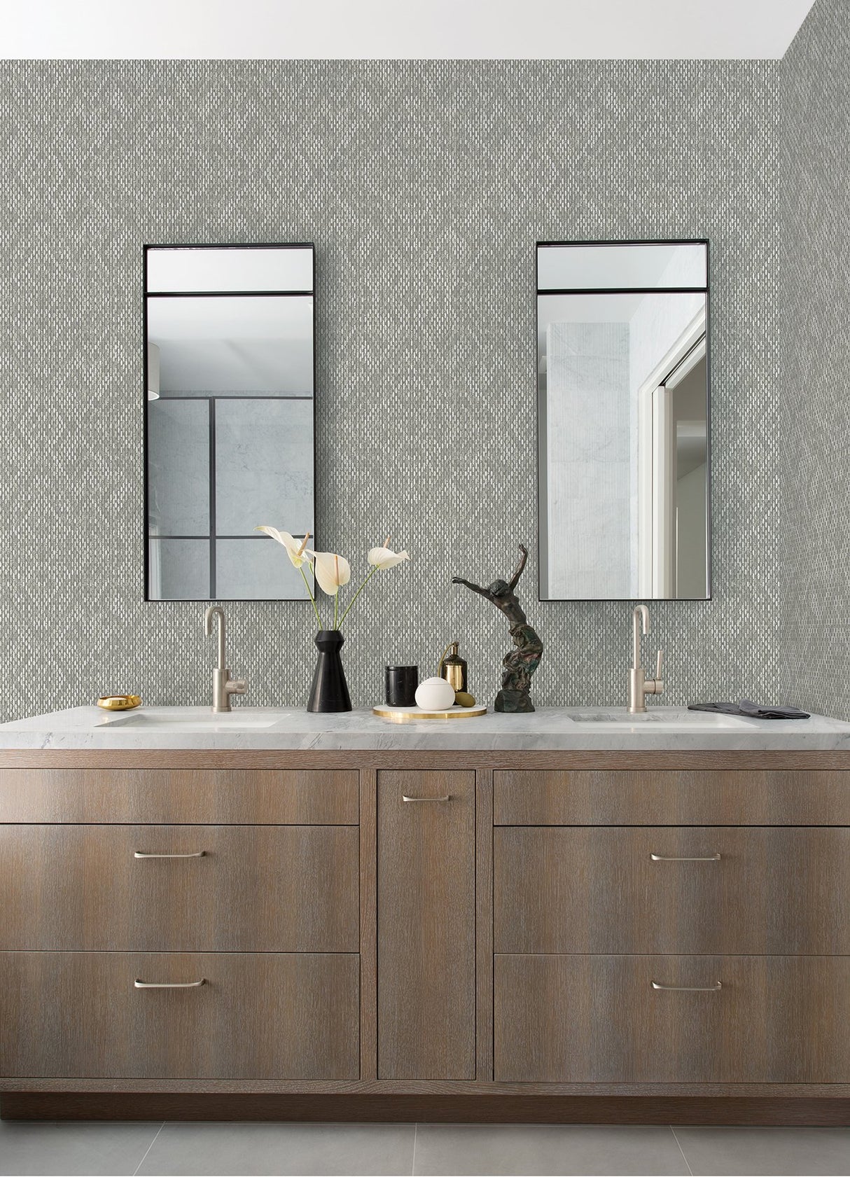 Felix Grey Geometric Wallpaper in Grey with Modern Diamond Stitch Motif - A-Street Prints 2975-26247
