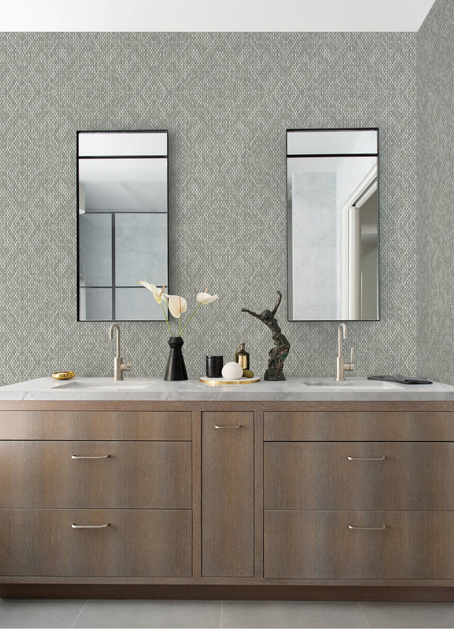 Felix Grey Geometric Wallpaper in Grey with Modern Diamond Stitch Motif - A-Street Prints 2975-26247