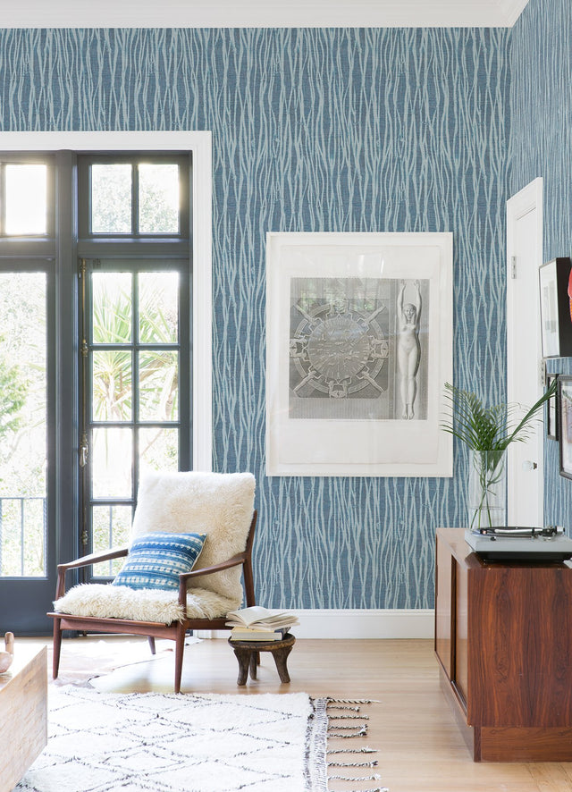 Nazar Indigo Stripe Wallpaper with Raised Ink Texture - A-Street Prints 2975-26248