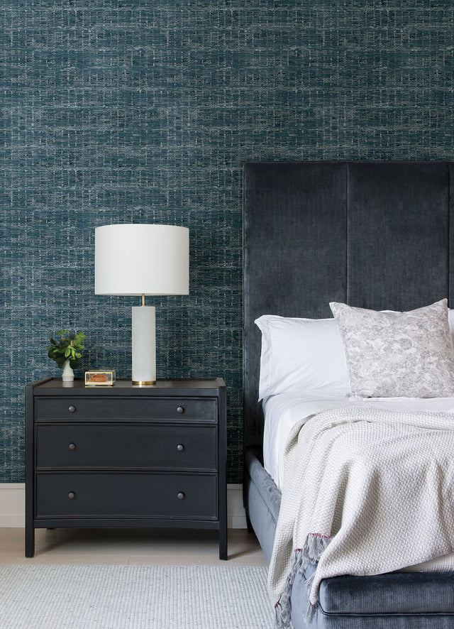 Samos Blue Texture Modern Non Woven Wallpaper with Fabric & Woven Textures Pattern - A-Street Prints 2975-26253