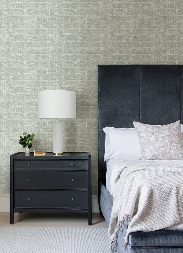 Samos Sage Texture Sage Wallpaper with Modern Fabric & Woven Textures Pattern - A-Street Prints 2975-26256