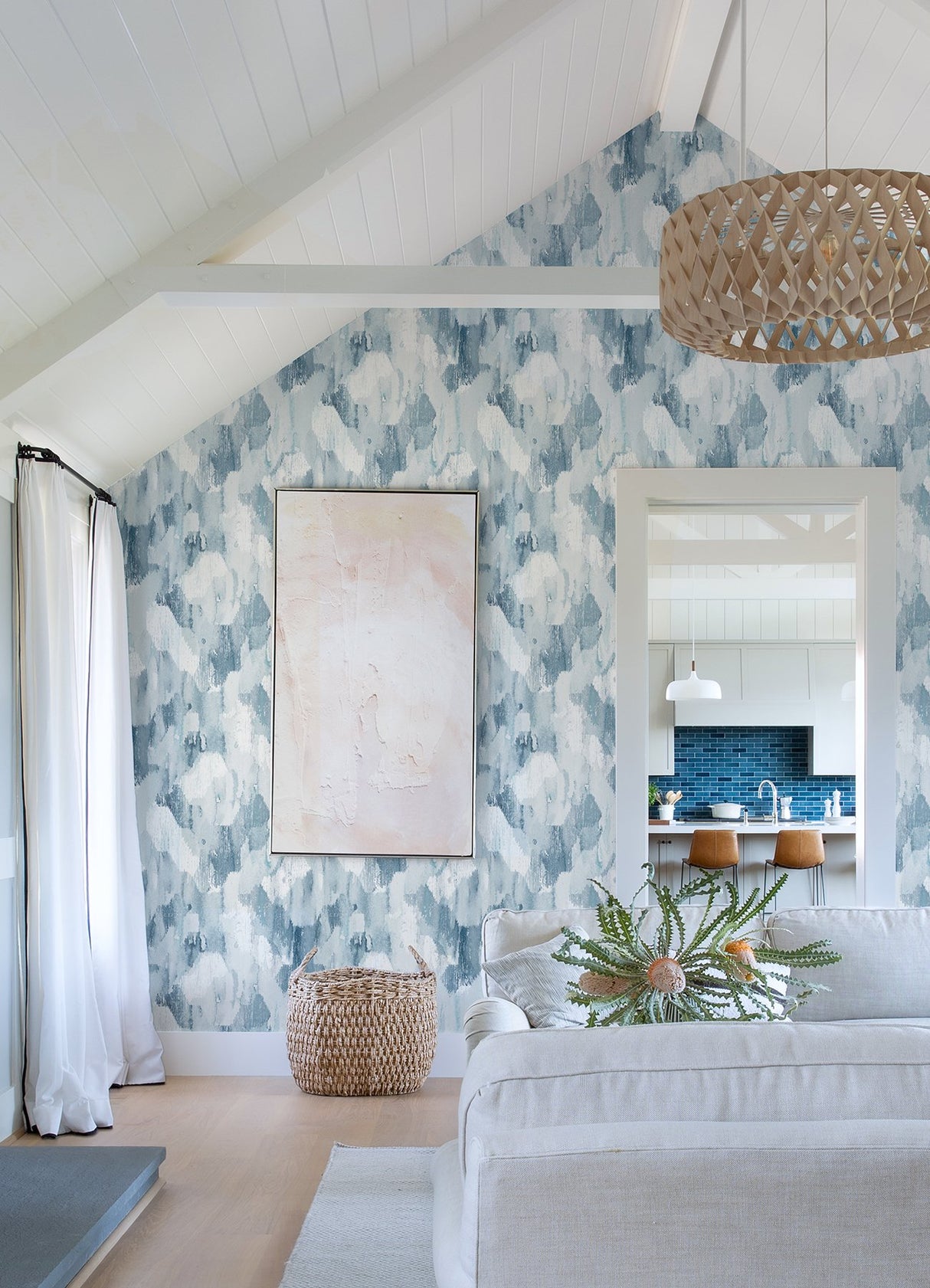 Mahi Blue Abstract Wallpaper with Raised Ink Texture - Brewster 2975-26261