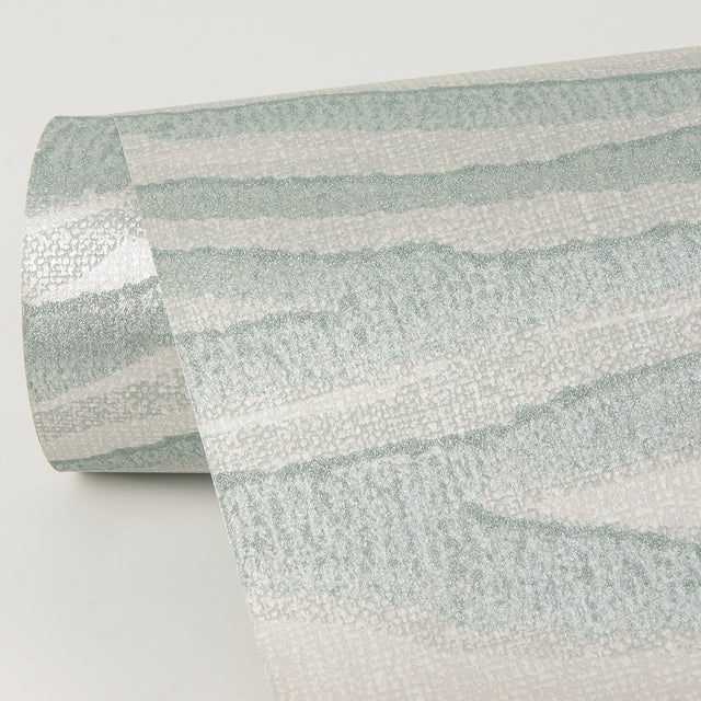 Chorus Seafoam Wave Wallpaper with Glittered Abstract Wave Pattern - Brewster 2975-87364