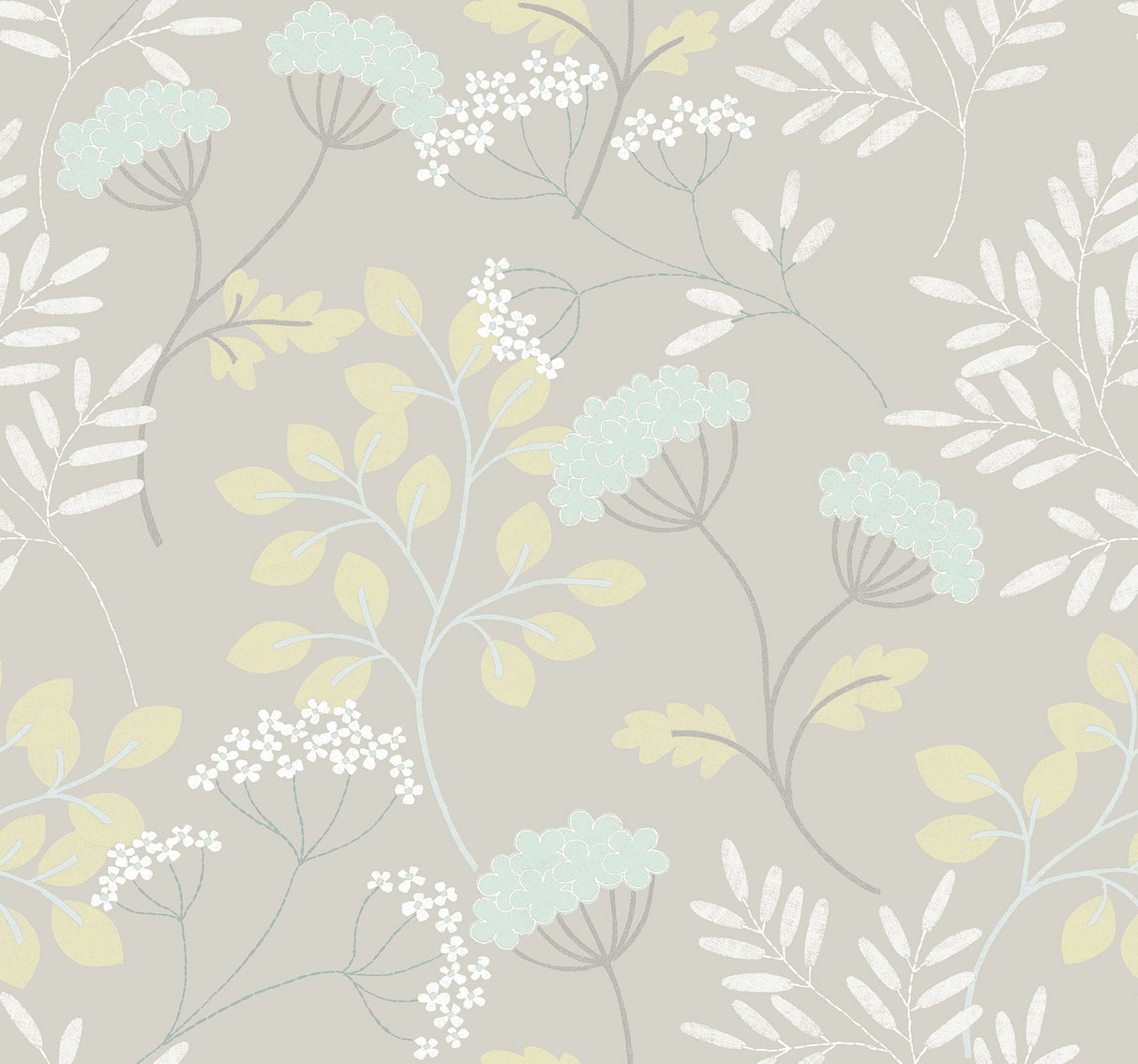 Sorrel Light Grey Botanical Wallpaper with Scandinavian Floral Motif - A-Street Prints 2975-87540