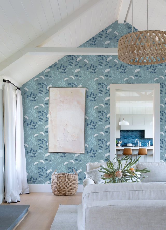Sorrel Slate Botanical Wallpaper with Scandinavian Floral in Modern Non Woven - A-Street Prints 2975-87543
