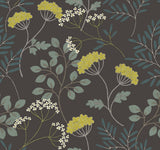 Sorrel Black Botanical Wallpaper with Modern Scandinavian Floral Motif - A-Street Prints 2975-87544