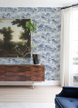 Nara Indigo Toile Wallpaper with Modern Abstract Landscape - A-Street Prints 2975-87545