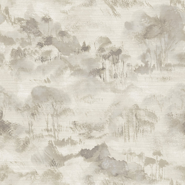 Nara Taupe Toile Wallpaper with Modern Abstract Landscape - A-Street Prints 2975-87546