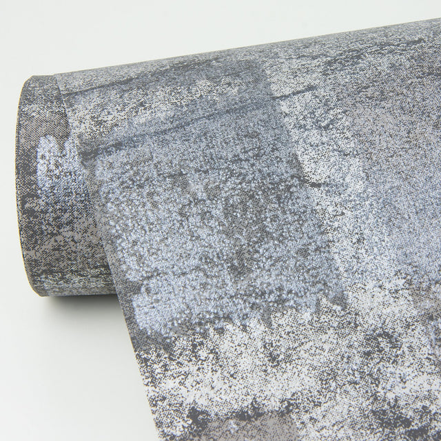 Pele Silver Distressed Wallpaper with Metallic Textured Abstract Industrial Pattern - A-Street Prints 2976-86407