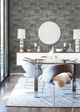 Pele Silver Distressed Wallpaper with Metallic Textured Abstract Industrial Pattern - A-Street Prints 2976-86407