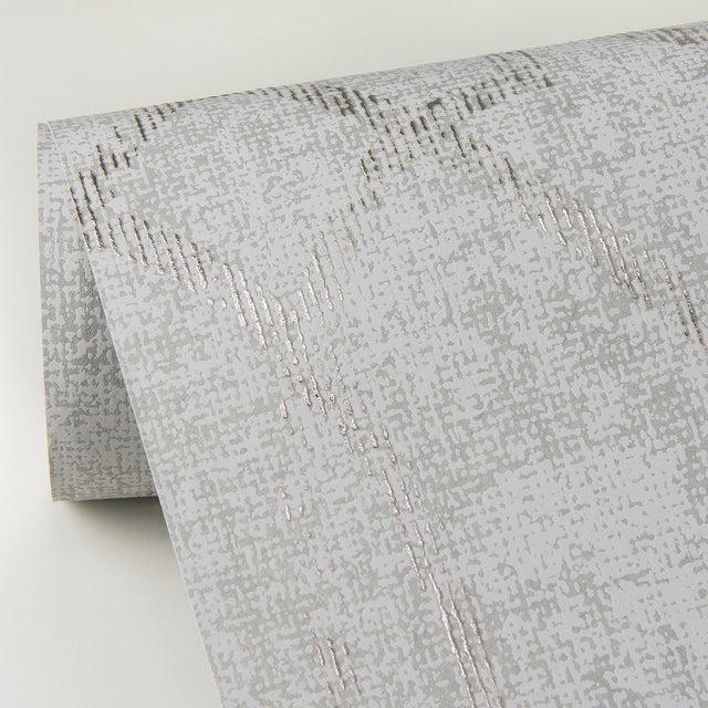 Ziva Platinum Metallic Trellis Wallpaper with Metallic Raised Ink Trellis & Lattice - A-Street Prints 2976-86452