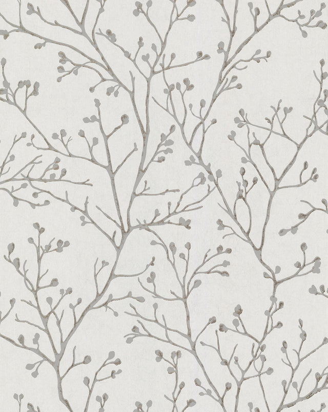 Koura Silver Branches Wallpaper with Metallic Foil Botanical Modern Pattern - A-Street Prints 2976-86453