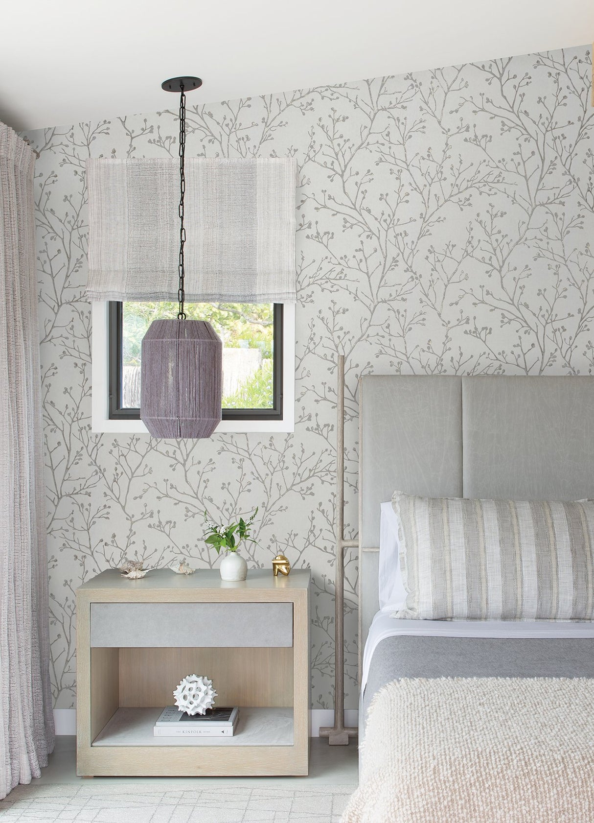Koura Silver Branches Wallpaper with Metallic Foil Botanical Modern Pattern - A-Street Prints 2976-86453