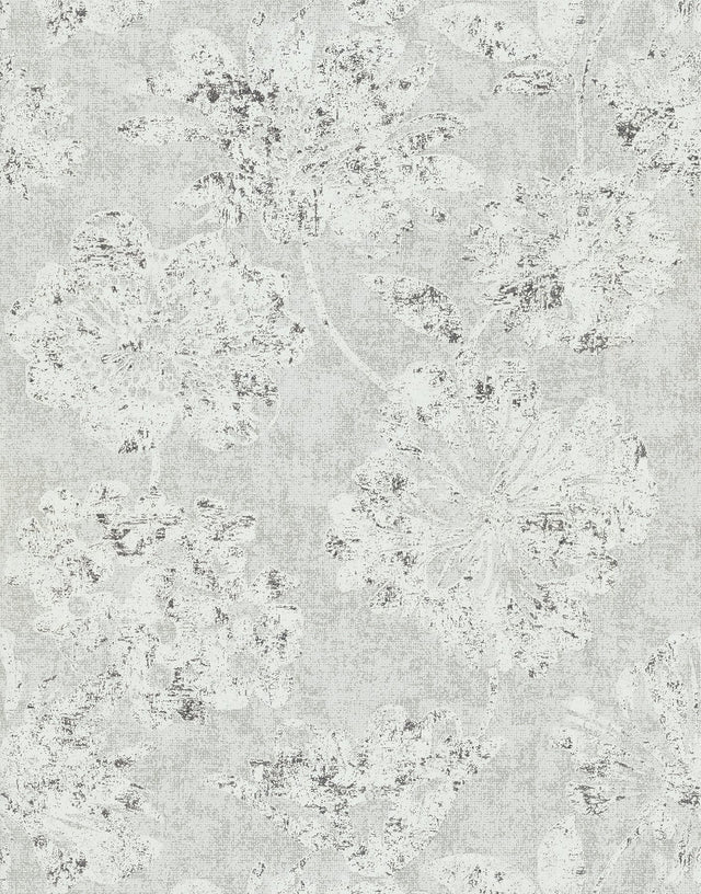 Kala Platinum Floral Wallpaper with Modern Botanical Flower Motif - A-Street Prints 2976-86459