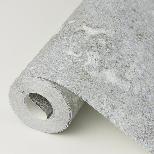 Kulta Silver Cement Wallpaper with Metallic Distressed Texture - A-Street Prints 2976-86472