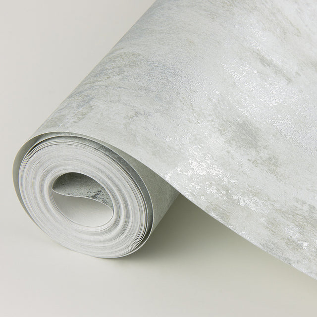 Deimos Silver Texture Wallpaper with Distressed Textures Metallic Finish - Brewster 2976-86493