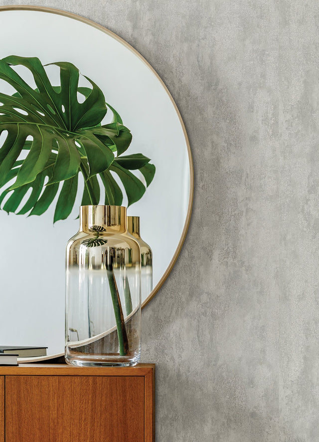 Deimos Silver Texture Wallpaper with Distressed Textures Metallic Finish - Brewster 2976-86493
