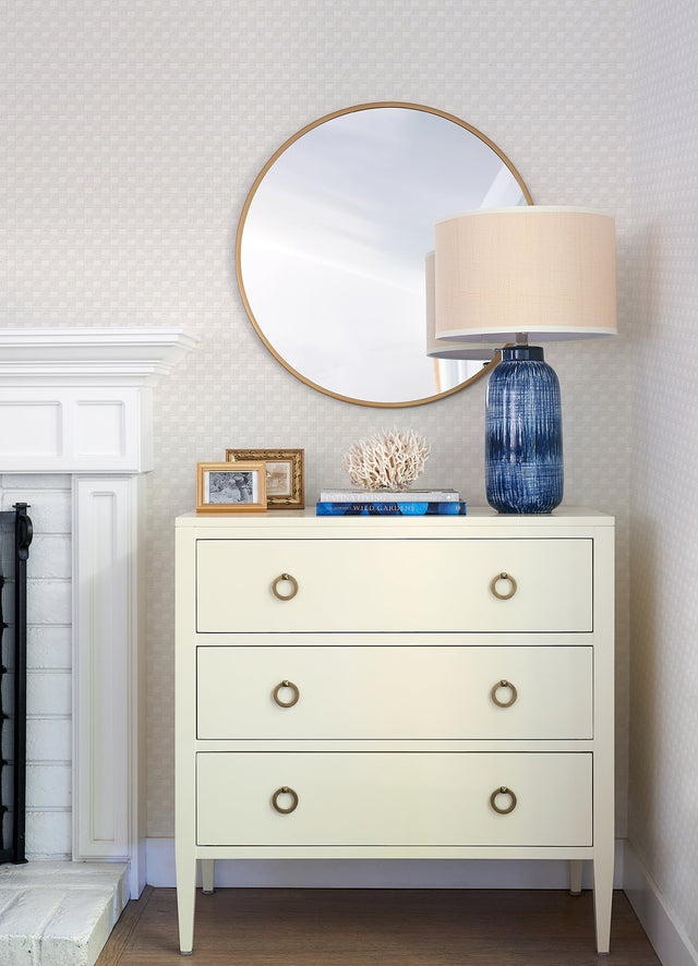 Ira Cream Checkered Wallpaper with Metallic Raised Ink Geometric Pattern - A?Street Prints 2976-86505