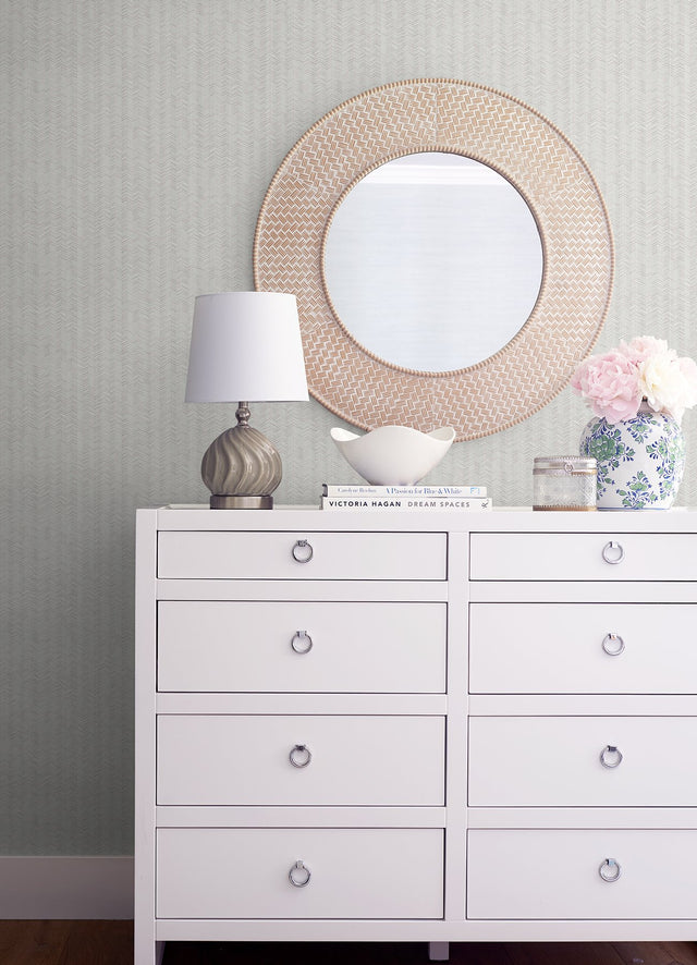 Saranyu Light Grey Petite Chevron Wallpaper with Raised Ink Farmhouse Graphics - A?Street Prints 2976-86507