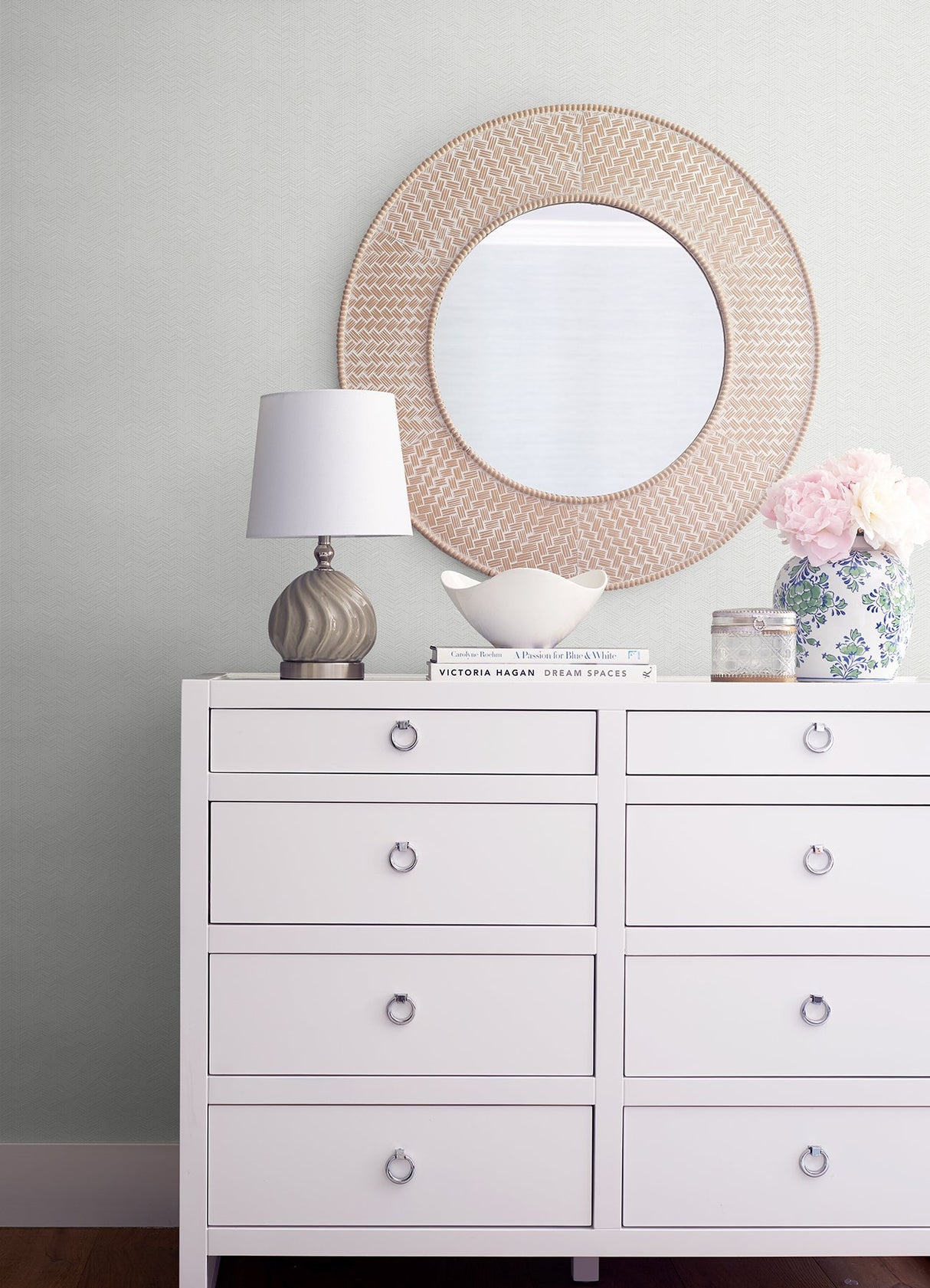 Saranyu Dove Petite Chevron Wallpaper with Farmhouse Graphic Chevron Pattern - A-Street Prints 2976-86508