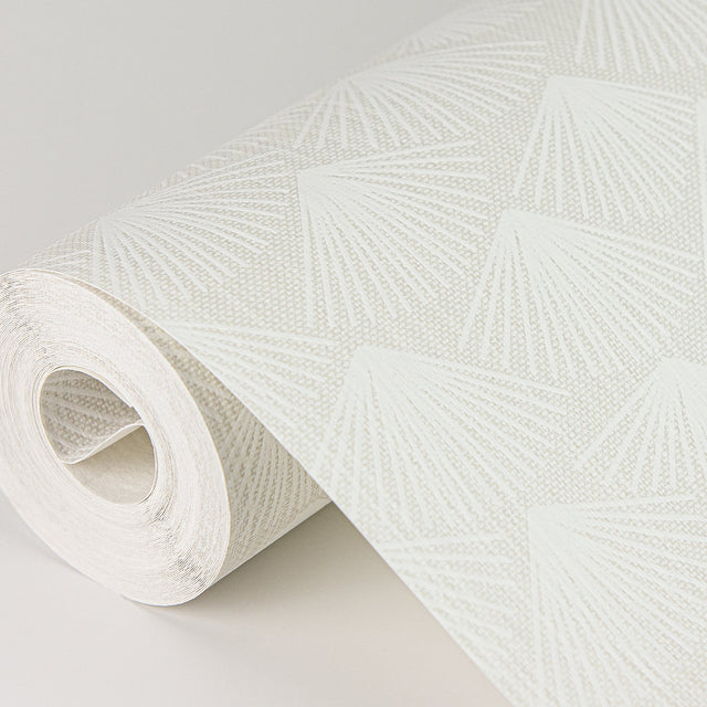 Asteria Dove Fan Grey Wallpaper with Modern Graphic Fan Motif, Raised Ink Texture - A-Street Prints 2976-86515