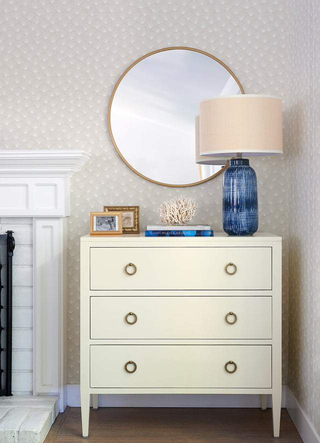 Asteria Dove Fan Grey Wallpaper with Modern Graphic Fan Motif, Raised Ink Texture - A-Street Prints 2976-86515