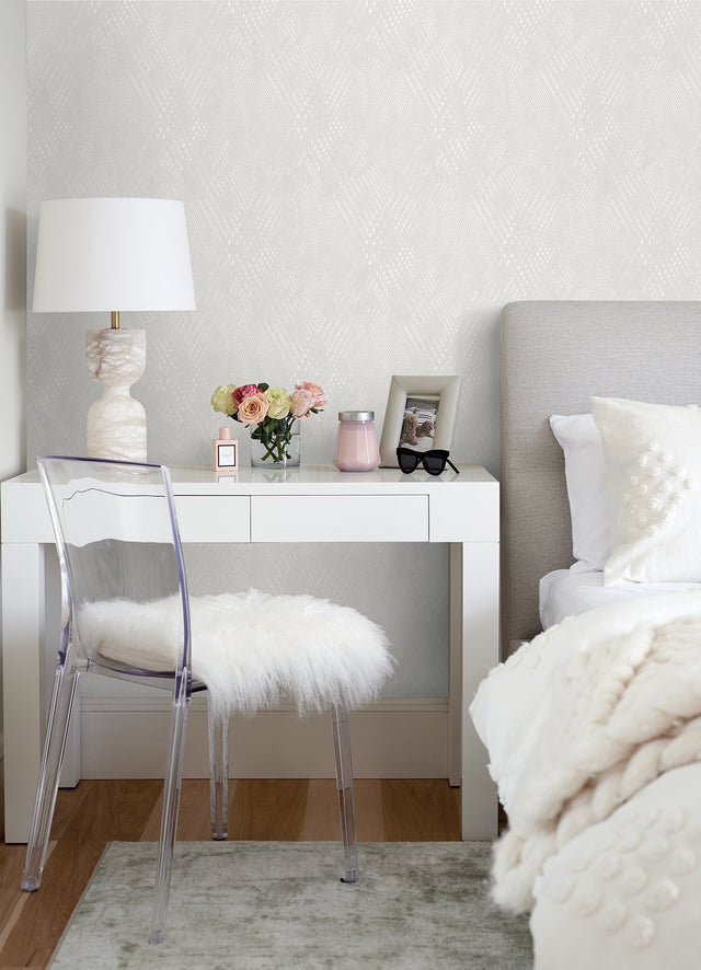 Celik Dove Geometric Wallpaper with Modern Graphic Pattern, Textured Metallic Raised Ink - A-Street Prints 2976-86529