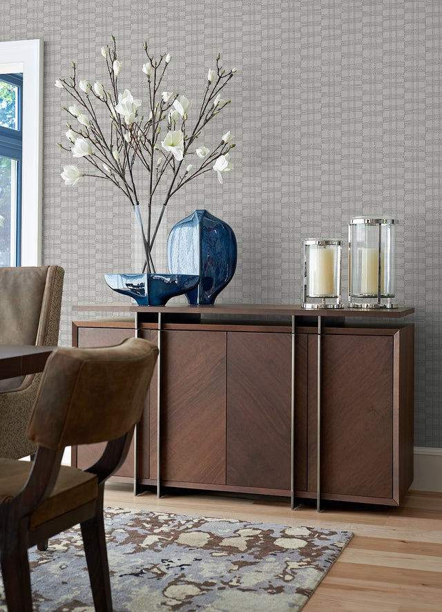 Zorya Silver Embellished Stripe Wallpaper with Modern Graphic Stripes - A-Street Prints 2976-86530