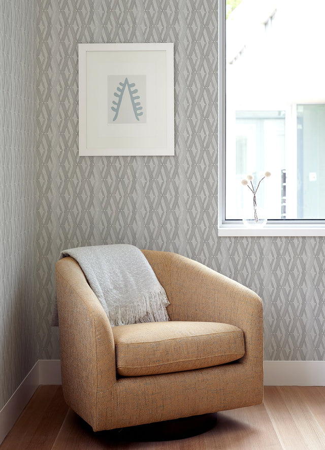 Ushas Taupe Diamond Wallpaper with Metallic Geometric Pattern - A-Street Prints 2976-86533