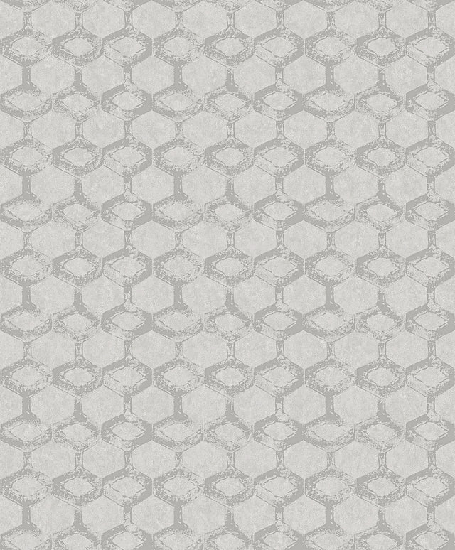Besi Platinum Tiled Grey Wallpaper with Metallic Geometric Tile Pattern - A-Street Prints 2976-86537