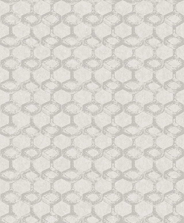 Besi Silver Tiled Wallpaper with Metallic Geometric Honeycomb Pattern - A-Street Prints 2976-86538