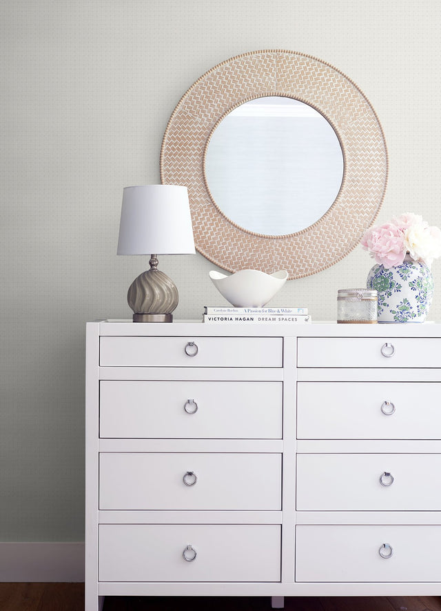 Soleil Silver Petite Floral Wallpaper with Modern Graphic Flower Blocks - A-Street Prints 2976-86541