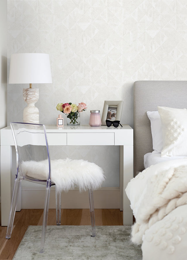 Demir Dove Distressed Geometric Wallpaper with Raised Ink Textured Farmhouse Pattern - 2976-86553