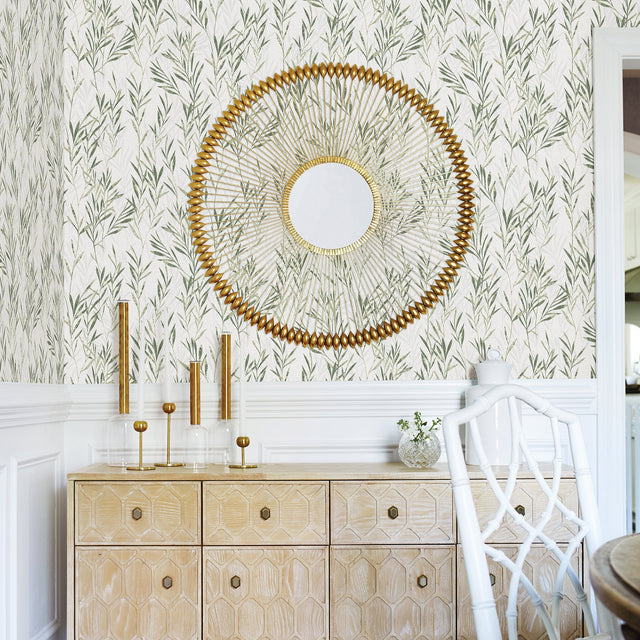 Bondi Green Botanical Wallpaper with Olive Leaf Motif - Advantage 2979-36712-3