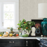 Seaton Grey Faux Grasscloth Wallpaper with Traditional Abstract Pattern - Advantage 2979-36976-5