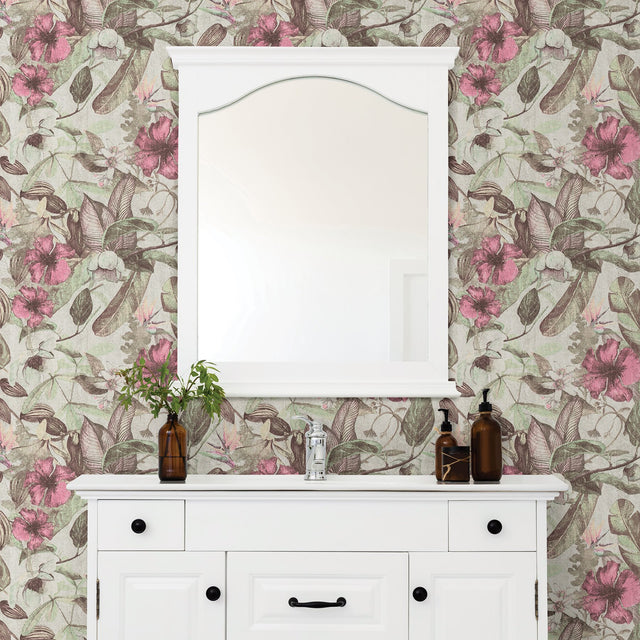 Kailano Pastel Botanical Vinyl Wallpaper with Vintage Floral Pattern - Brewster 2979-37216-4