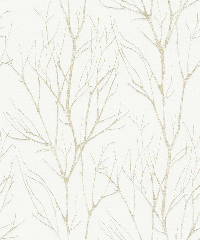 Diani Gold Metallic Tree Wallpaper with Modern Botanical Trees Pattern - Advantage 2979-37260-3
