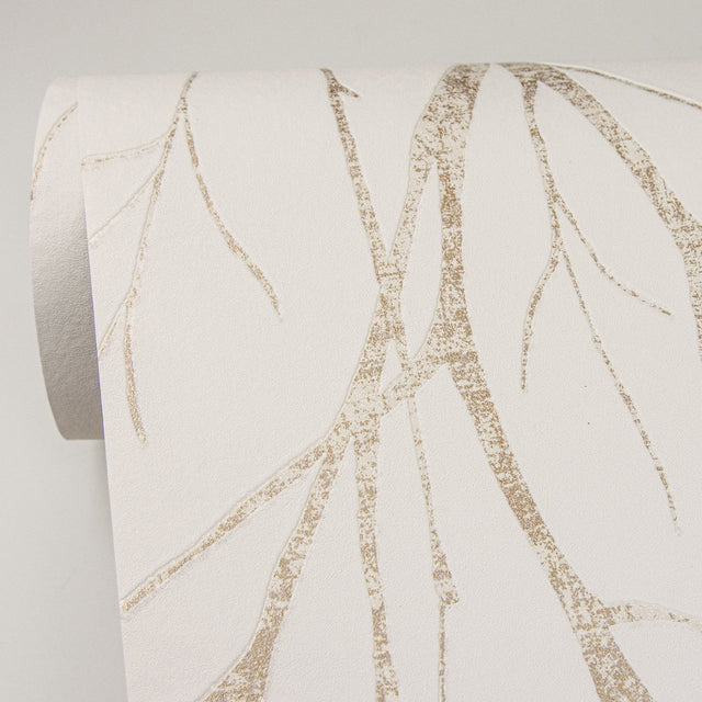 Diani Gold Metallic Tree Wallpaper with Modern Botanical Trees Pattern - Advantage 2979-37260-3