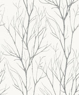 Diani Charcoal Metallic Tree Wallpaper with Modern Botanical Tree Pattern - Advantage 2979-37260-4