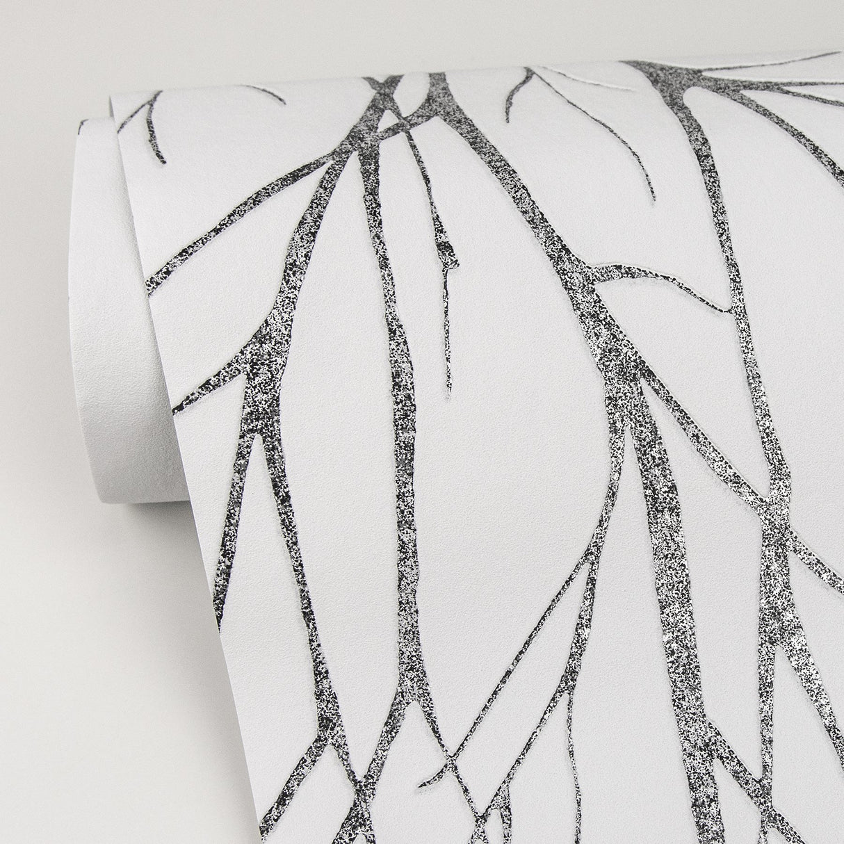 Diani Charcoal Metallic Tree Wallpaper with Modern Botanical Tree Pattern - Advantage 2979-37260-4