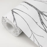 Diani Charcoal Metallic Tree Wallpaper with Modern Botanical Tree Pattern - Advantage 2979-37260-4