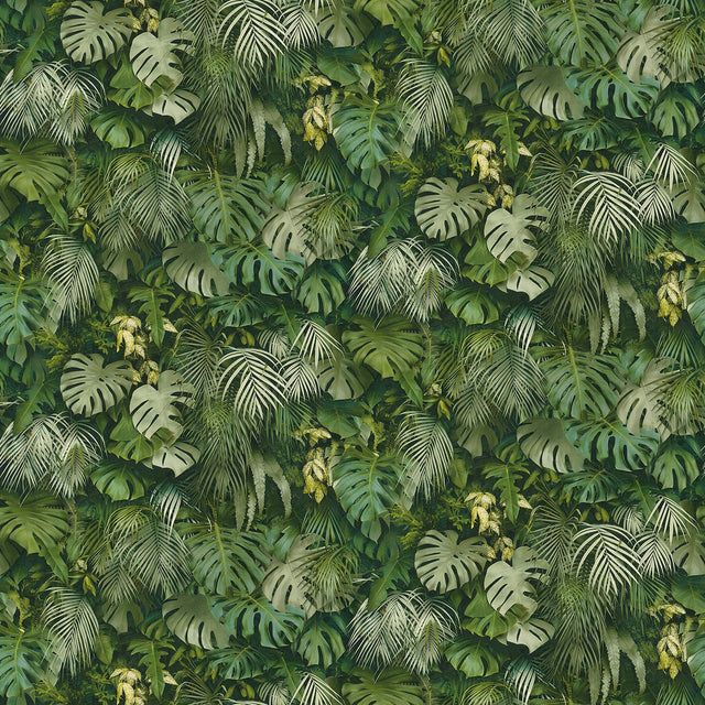 Luana Green Tropical Forest Vinyl Wallpaper with Botanical Leaves Motif, Tropical Style - Advantage 2979-37280-2