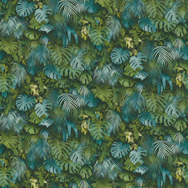 Luana Blue Tropical Forest Wallpaper with Botanical Leaves Motif - Advantage 2979-37280-3