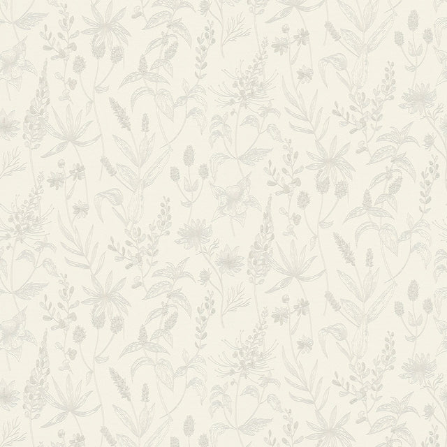 Nami White Floral Wallpaper with Modern Botanical Flowers - Advantage 2979-37363-1