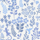 Karina Blue Meadow Wallpaper with Eclectic Flora & Fauna Motif - Advantage 2980-26171