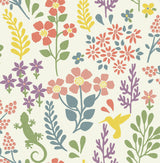 Karina Multicolor Meadow Wallpaper with Scandinavian Animals & Floral Pattern - Advantage 2980-26172