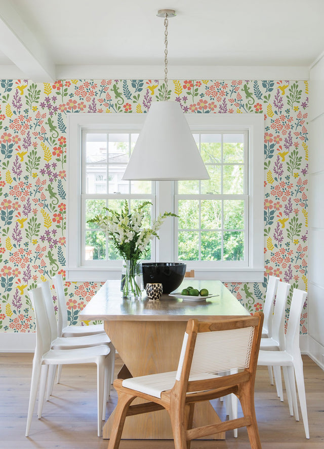 Karina Multicolor Meadow Wallpaper with Scandinavian Animals & Floral Pattern - Advantage 2980-26172