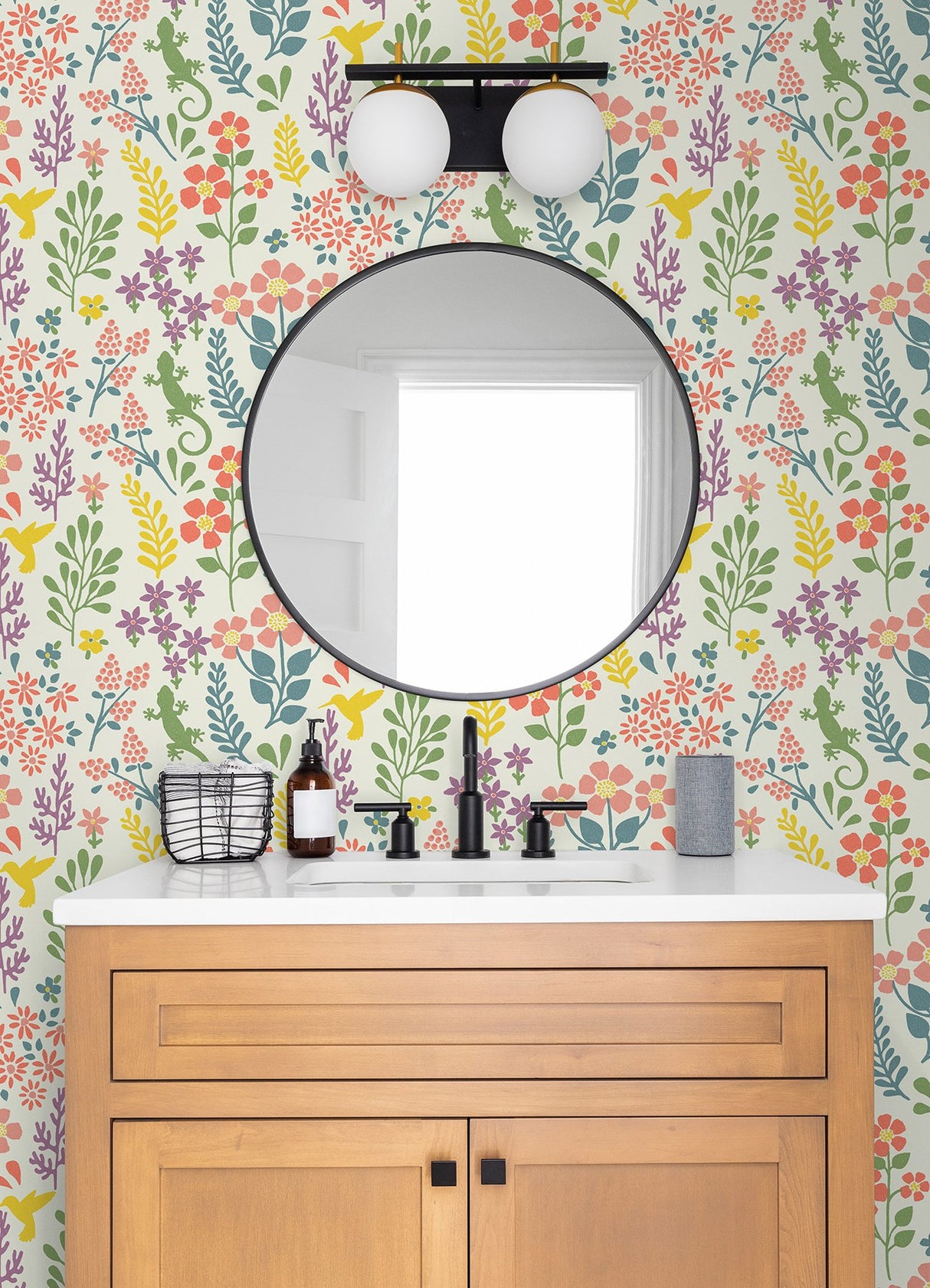 Karina Multicolor Meadow Wallpaper with Scandinavian Animals & Floral Pattern - Advantage 2980-26172