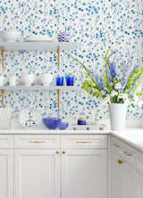 Heidi Blue Watercolor Florals Wallpaper with Botanical Flower Pattern, Unpasted Non Woven Farmhouse Style - Advantage 2980-26176
